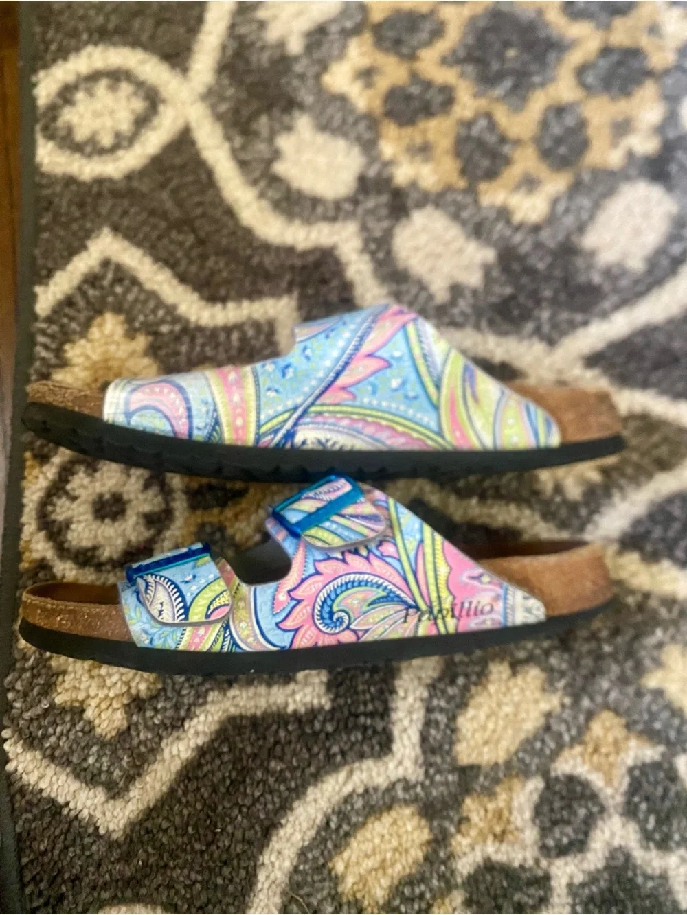 Birkenstock Papillio Arizona Sandals Paisley Blue Pink Size 41 US 8